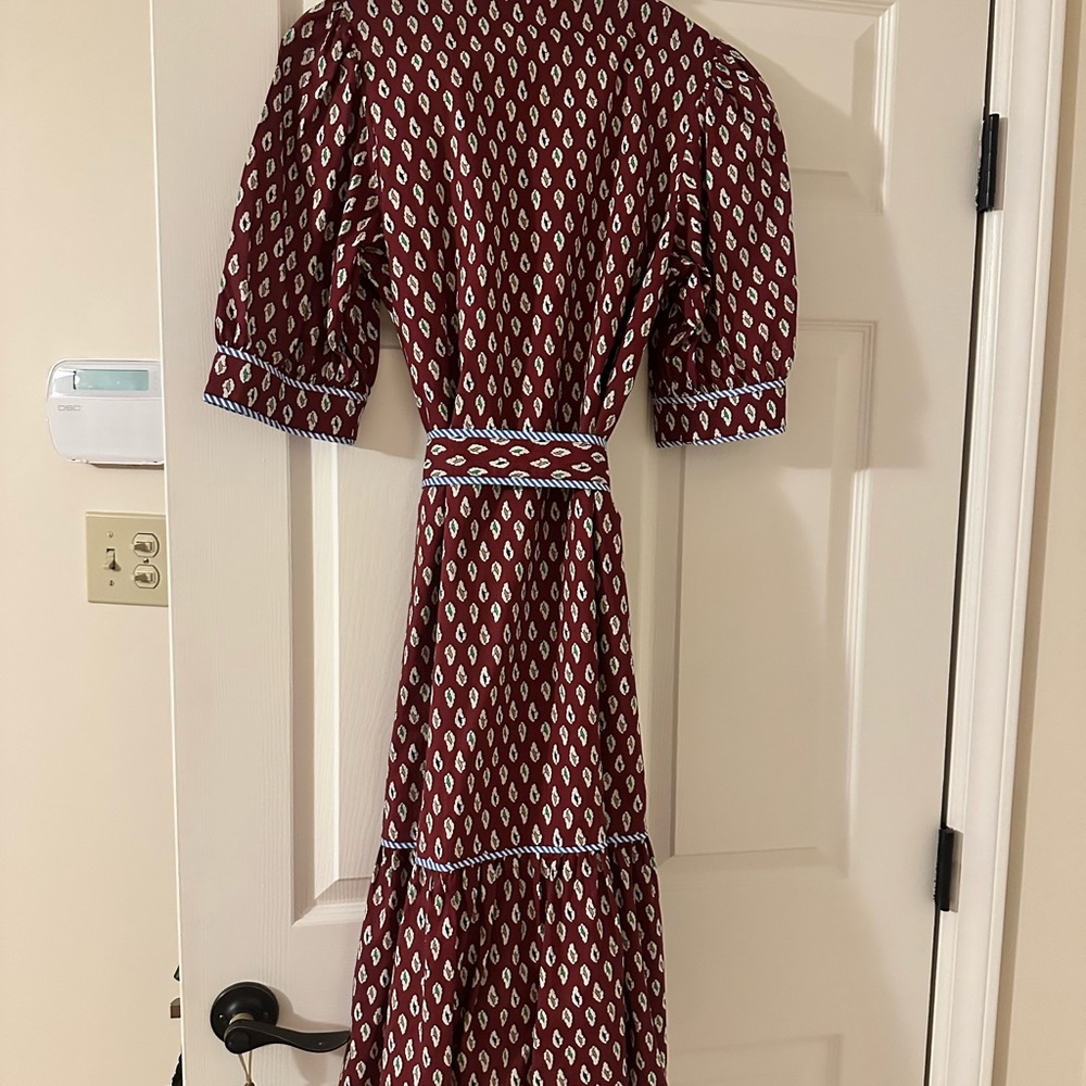 THML Women's Burgundy and White Patterned Dress size XS - Picture 2 of 6